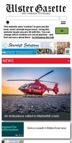 Anteprima del sito Ulster Gazette, media di Regno Unito per articoli sponsorizzati