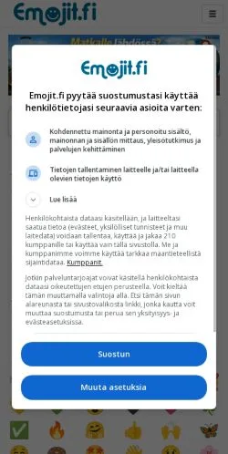Sponsorlu makaleler için Finlandiya medyası Emojit sitesinin önizlemesi