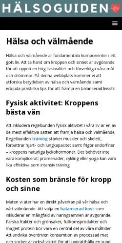 Anteprima del sito Hälsoguiden, media di Svezia per articoli sponsorizzati