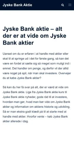 Podgląd witryny Jyske Bank Aktie, medium z kraju Dania do artykułów sponsorowanych