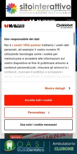 Anteprima del sito MyValley.it notizie!, media di Italia per articoli sponsorizzati