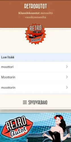 Anteprima del sito Retroautot, media di Finlandia per articoli sponsorizzati