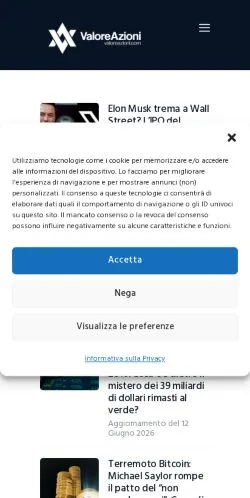 Anteprima del sito Valoreazioni, media di Italia per articoli sponsorizzati
