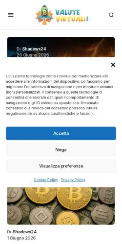Forhåndsvisning av nettstedet ValuteVirtuali, medium fra Italia for sponsede artikler
