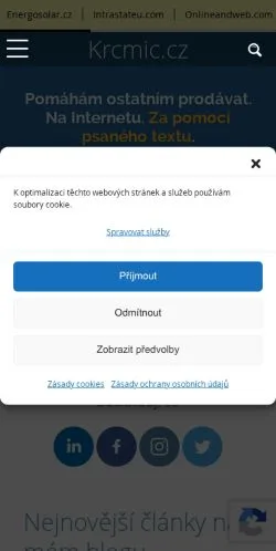 Anteprima del sito Krcmic, media di Cechia per articoli sponsorizzati