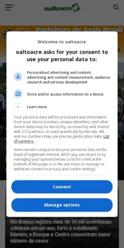 Anteprima del sito O Alto Acre, media di Brasile per articoli sponsorizzati