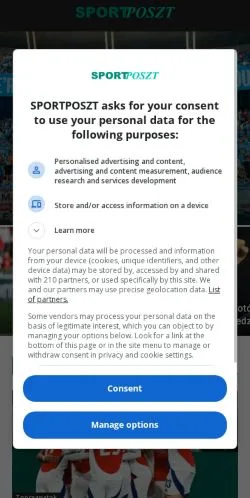 Anteprima del sito SportPoszt.com, media di Ungheria per articoli sponsorizzati