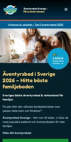 Podgląd witryny Äventyrsbad Sverige, medium z kraju Szwecja do artykułów sponsorowanych