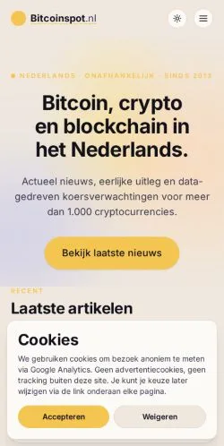 스폰서 기사용 네덜란드 매체 Bitcoinspot 사이트 미리보기