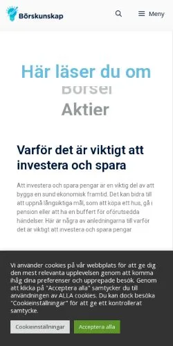 Anteprima del sito Börskunskap, media di Svezia per articoli sponsorizzati