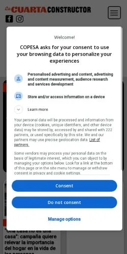 スポンサード記事向けのスペインメディア、La Cuarta Constructorのサイトプレビュー
