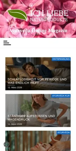 Anteprima del sito Ayurveda Naturprodukte, media di Germania per articoli sponsorizzati