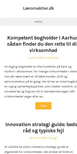 Podgląd witryny Lærom Aktier, medium z kraju Dania do artykułów sponsorowanych