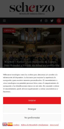 Anteprima del sito Scherzo, media di Spagna per articoli sponsorizzati