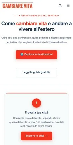 Anteprima del sito Cambiare Vita, media di Italia per articoli sponsorizzati