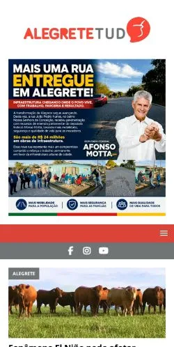 Anteprima del sito Alegrete Tudo, media di Brasile per articoli sponsorizzati