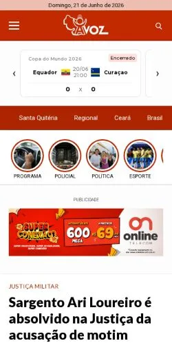 Podgląd witryny A Voz de Santa Quitéria, medium z kraju Brazylia do artykułów sponsorowanych