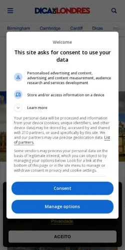 Podgląd witryny Dicas de Londres, medium z kraju Brazylia do artykułów sponsorowanych