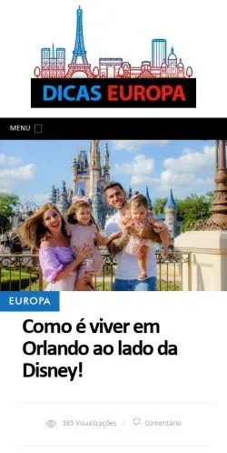 Vista previa del sitio Dicas da Europa, medio de Brasil para artículos patrocinados