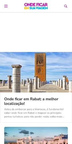 Anteprima del sito Onde Ficar Em Sua Viagem, media di Brasile per articoli sponsorizzati