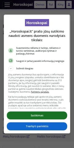 Podgląd witryny Horoskopai, medium z kraju Litwa do artykułów sponsorowanych