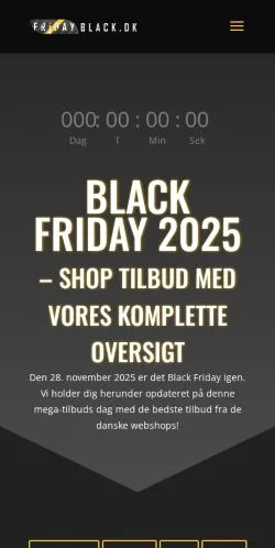 Sponsorlu makaleler için Danimarka medyası Black Friday 2026 sitesinin önizlemesi
