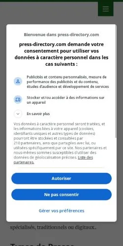 스폰서 기사용 프랑스 매체 Annuaire De La Presse 사이트 미리보기