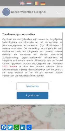 Anteprima del sito Schoolvakanties Nederland en Europa, media di Paesi Bassi per articoli sponsorizzati