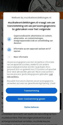 Podgląd witryny MuzikaleOntdekkingen, medium z kraju Holandia do artykułów sponsorowanych