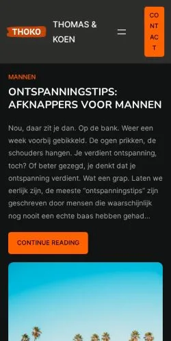 Förhandsvisning av webbplatsen Thomas & Koen, medium i Nederländerna för sponsrade artiklar