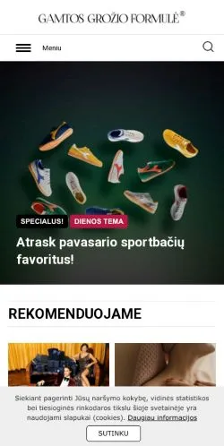 Podgląd witryny Gamtos Grožio Formulė, medium z kraju Litwa do artykułów sponsorowanych