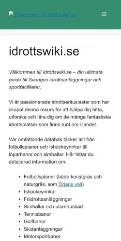 Anteprima del sito Idrottswiki, media di Svezia per articoli sponsorizzati