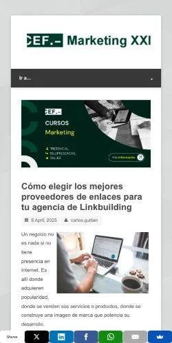 Vista previa del sitio Marketing XXI, medio de España para artículos patrocinados