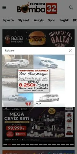 Förhandsvisning av webbplatsen Bomba 32, medium i Turkiet för sponsrade artiklar