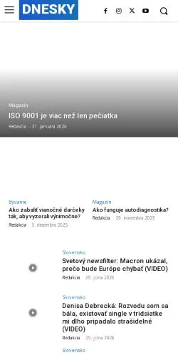Podgląd witryny Dnesky, medium z kraju Słowacja do artykułów sponsorowanych