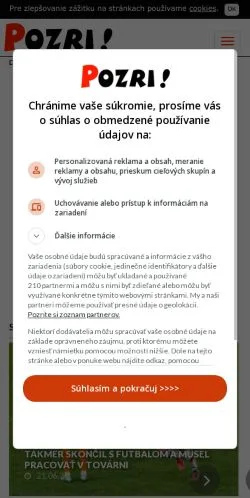 Anteprima del sito Pozri Správy, media di Slovacchia per articoli sponsorizzati