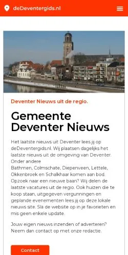 Vista previa del sitio Deventer Nieuws, medio de Países Bajos para artículos patrocinados