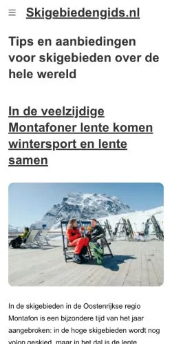 Anteprima del sito Skigebiedengids, media di Paesi Bassi per articoli sponsorizzati