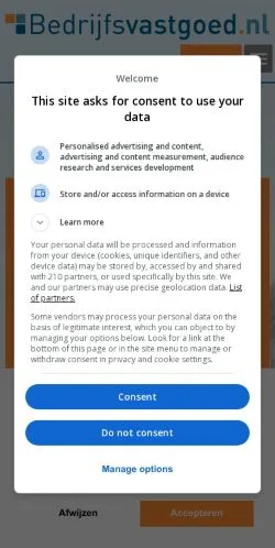 Anteprima del sito Bedrijfsvastgoed, media di Paesi Bassi per articoli sponsorizzati