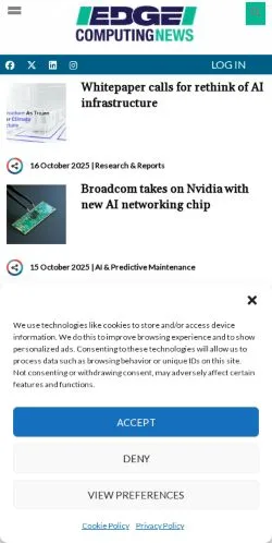 Forhåndsvisning av nettstedet Edge Computing News, medium fra USA for sponsede artikler