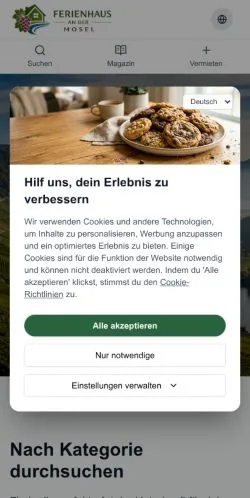 Anteprima del sito ferienhaus-mosel, media di Germania per articoli sponsorizzati