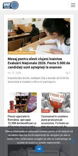 Anteprima del sito InfoHuedin, media di Romania per articoli sponsorizzati