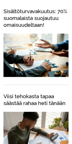 Anteprima del sito moneymail.fi, media di Finlandia per articoli sponsorizzati