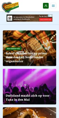 Anteprima del sito Oktoberfestfan, media di Paesi Bassi per articoli sponsorizzati