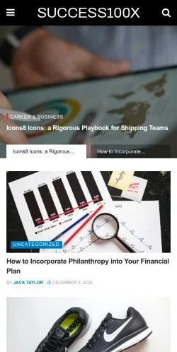 スポンサード記事向けのアメリカ合衆国メディア、Success100xのサイトプレビュー