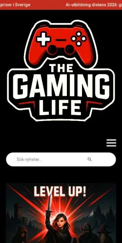 Anteprima del sito The Gaming Life, media di Svezia per articoli sponsorizzati