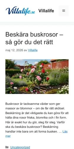 Anteprima del sito Villalife, media di Svezia per articoli sponsorizzati