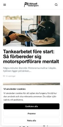 Anteprima del sito Aktuell Motorsport, media di Svezia per articoli sponsorizzati