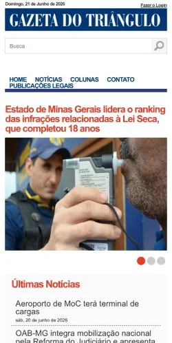 Anteprima del sito Gazeta do Triângulo, media di Brasile per articoli sponsorizzati