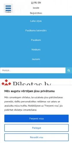 Vista previa del sitio Latvijas pilsētas, medio de Letonia para artículos patrocinados